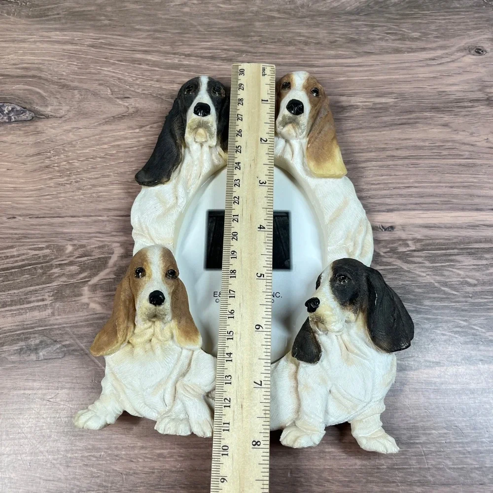 E&S Imports Basset Hound Photo Frame & Figurines Set Brown Black White Resin 3pc